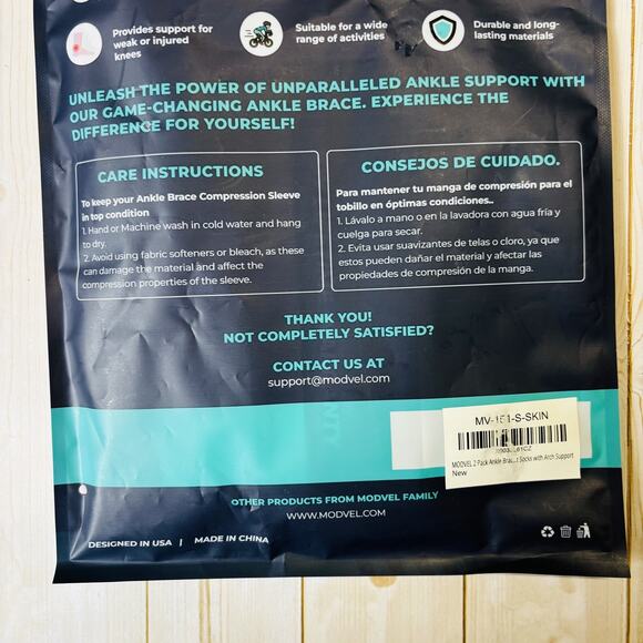 Modvel Ankle Brace Sleeve Sprained Ankle S Black New Pair in Packaging. - Picture 4 of 7